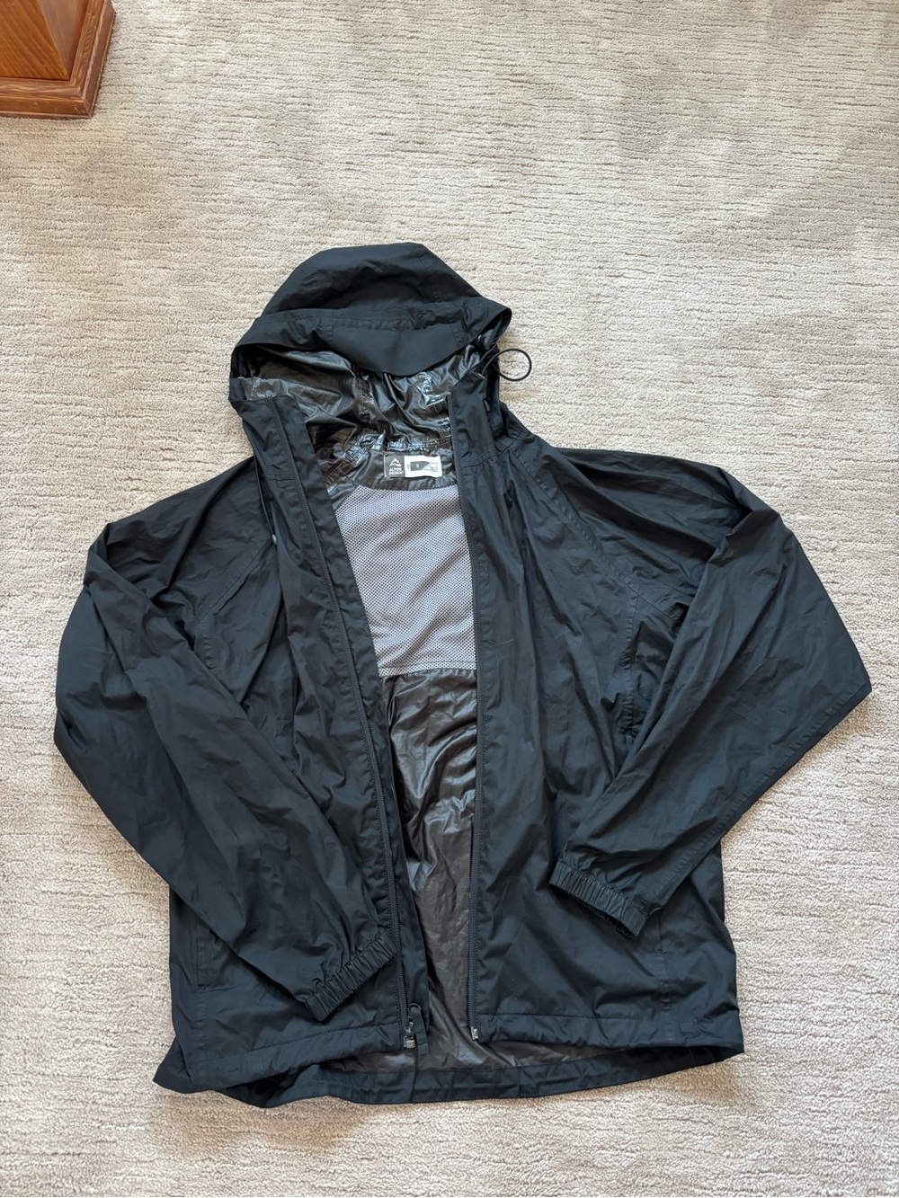 Men's Black Hooded Windbreaker/Rain Jacket